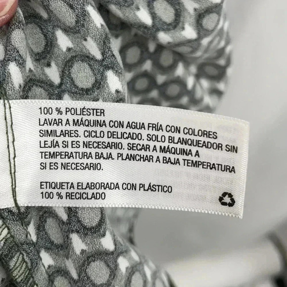 Merona Sleeveless Geometric Dress Medium Green Black White Elastic Waist EUC - Picture 9 of 11